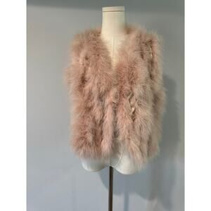 Motive Women's Pink Turkey Feather Jacket Vest Sleeveless size Medium